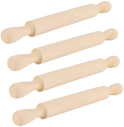 Dailygoods- Deegroller 40cm - Set van 4 - Houten Deegrollers - Ergonomisch Ontwerp - Antikleef - Voor Koekjes en Fondant - Bakroller