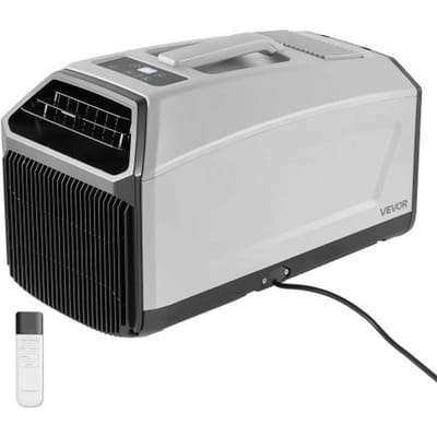 VEVOR Mobiele Airconditioner 440W, 3340 BTU Draagbare Airconditioner, Mobiele Airconditioner met Afvoerslang, Afstandsbediening, 24-uurs Timer, Camping Airconditioner met 150m³/u Luchtstroom voor Campers, Tenten, Vrachtwagens, Donkergrijs