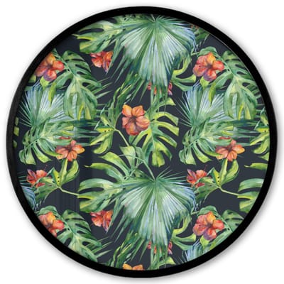 Poster in lijst Rond - Fotolijst 40x40 cm - Posters - Monstera - Jungle - Bladeren - Ronde posterlijst zwart - Decoratie - Wanddecoratie woonkamer - Muurdecoratie slaapkamer