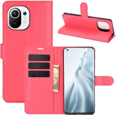 MobyDefend Hoesje - Geschikt voor Xiaomi Mi 11 - Kunstleren Wallet Book Case (Sluiting Voorkant) - Rood