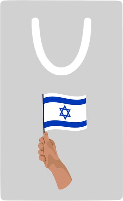 Hacebo® - Israël vlag met hand metalen boekenlegger- Israël - mensen die liefde willen geven aan Israel - degene die van Israël houden - supporten - oorlog - verjaardagscadeautje - gift - geschenk - kado Bladwijzer boekenleggers - 7.6 cm x 5cm