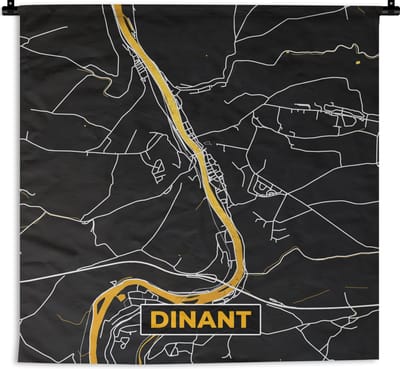 Wandkleed - Wanddoek - Stadskaart - Dinant - Gold - Kaart - Plattegrond - 180x180 cm - Wandtapijt