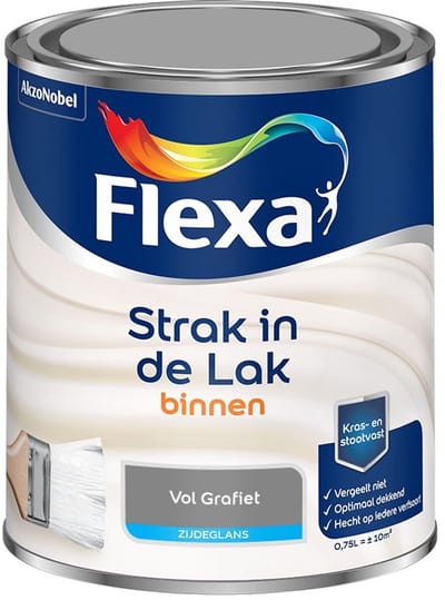 Flexa - Strak In De Lak Binnenlak Zijdeglans - Vol Grafiet - Mengverf - 750 Ml