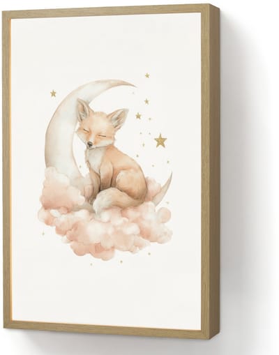 Nachtlampje 40x60 cm - Kinder lamp - Vos - Wolken - Maan - Sterren - Tafellamp kinderkamer draadloos - Slaapkamer lampje - Bedlamp kinderen - Kinderlampje - Wandlamp babykamer - Nachtlampjes