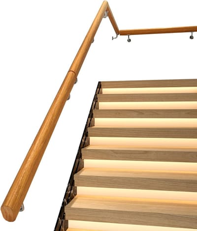 Houten trapleuning - Binnentrap leuning - Veilig traplopen - Complete set - 300 cm - Houtkleur