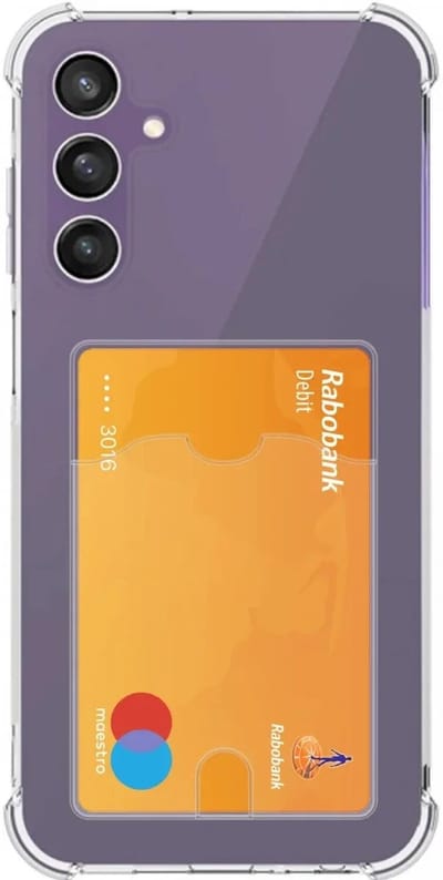Transparant Hoesje met Pasjeshouder Geschikt voor Samsung Galaxy A24 | Back Cover Dun TPU | Schokbestendig | Ultra Dun | Kaarthouder Achterkant | Shockproof | Doorzichtig