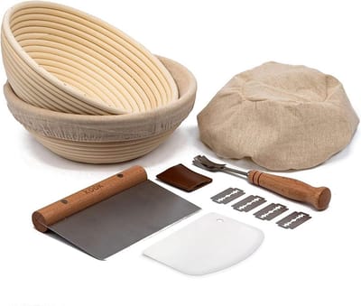 Rijsmanden Set - Brood Manden - Zuurdesem Bakken - Natuurlijk Rotan Materiaal - 2 Stuks 9 Inch - Natuurlijk
