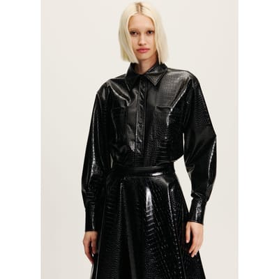 Karl Lagerfeld Faux Leather Shirt Black Taglia: 38 | Magliette intime Outlet | Donna | Nero