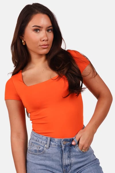 Getdrezzed Top - Maat: S - T-shirt vierkante hals travel oranje