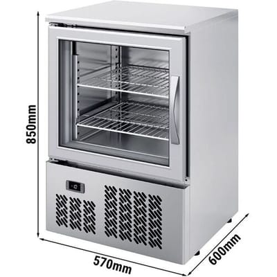 GGM Gastro Mini Tiefkühlschrank Edelstahl Premium PLUS - 95 Liter - mit 1 Glastür Zilver