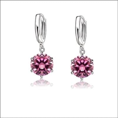 Aramat Jewels | Oorringen | Zilveren Oorringen met Zirkonia Hanger | Roze | |12mm | Zilver | Kinderen, Volwassenen | Verkleurd niet
