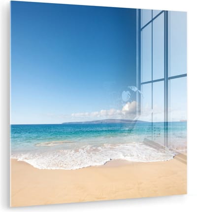 MuchoWow® Glasschilderij 50x50 cm - Schilderij acrylglas - Zee - Turquoise - Hawaii - Foto op glas - Muurdecoratie woonkamer - Wanddecoratie slaapkamer - Schilderijen