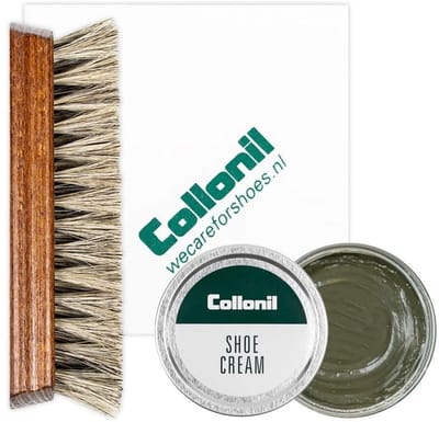 Collonil schoenpoets | Schoenpoets set | Shoe cream | Borstel | Poetsdoek | Kleur: Kaki