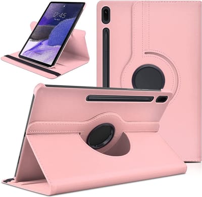 Hoesje Geschikt Voor Samsung Galaxy Tab S8 Plus hoes Draaibare Book Case Cover Licht Roze - Hoesje Geschikt Voor Samsung Galaxy Tab S8 Plus hoesje 2022/ Tab S7 FE 2021/Tab S7 Plus 2020 hoesje -Tablet Hoes 12.4 Inch