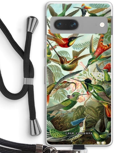 Case Company® - Hoesje met koord geschikt voor Google Pixel 7 hoesje met Koord - Haeckel Trochilidae - Telefoonhoesje met Zwart Koord - Bescherming aan alle Kanten en Over de Schermrand
