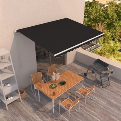 vidaXL - Luifel - handmatig - uittrekbaar - 450x350 - cm - antracietkleurig