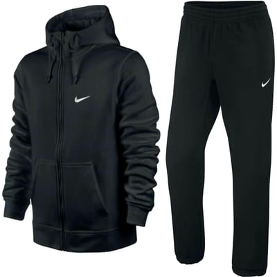 Nike Heren Club Fleece volledig trainingspak zwart
