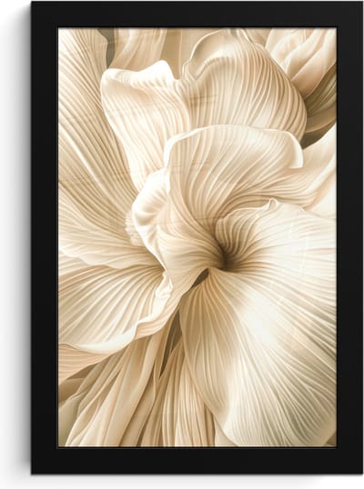 Poster in lijst - Fotolijst 20x30 cm - Posters - Abstract - Beige - Bloemen - Natuur - Posterlijst zwart - Decoratie - Wanddecoratie woonkamer - Muurdecoratie slaapkamer