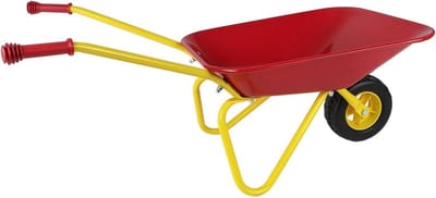 Kinder kruiwagen - Kleine tuinwagen - Buiten spelen - Stevige metalen bak - 79 cm lang - Rood/geel