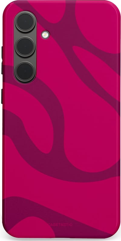 Casetastic hoesje geschikt voor Samsung Galaxy S24 Plus - Dubbellaagse bescherming - Violet Paarse Golven - Fashion Case - Roze