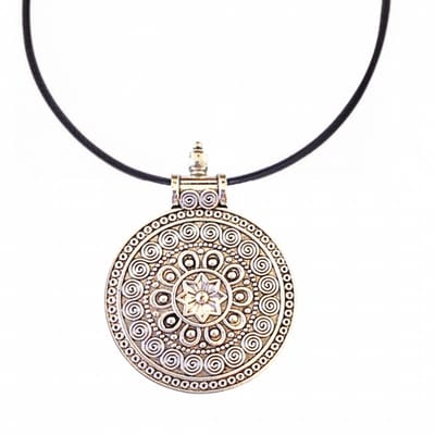 Ketting Tibetaanse stijl zilverkleur verstelbaar suede koord - Charme Bijoux