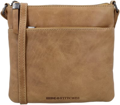 Hide & Stitches Porto Schoudertas - Crossbody - Leer - Ritsvakken - Leren Dames Tas - Taupe