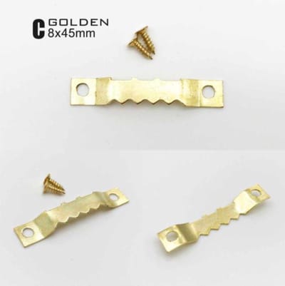 FSW-Products - 4 Stuks - Fotolijsthaakjes - Goud - Fotolijst Haken - Ophanghaken - Incl. 8 Schroeven - Ophanghaakjes Schilderij - Ophangsysteem Fotolijst - Zelf monteren - Ophanghaakjes - Haakjes op aan de muur te bevestigen – Muurbevestiging