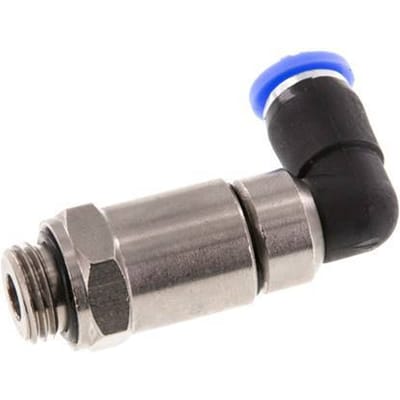 6mm & G1/4'' L-stuk Hoge Snelheid Draaidoorvoer Insteek Buitendraad Vernikkeld Messing/PBT NBR