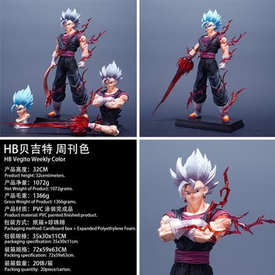 Dragon Ball Z HB Vegito Figurine de Collection GK Super Saiyan Modèle de Bureau Anime Cadeau pour Garçons Vegetto Bejitto Fusion Grande 30cm