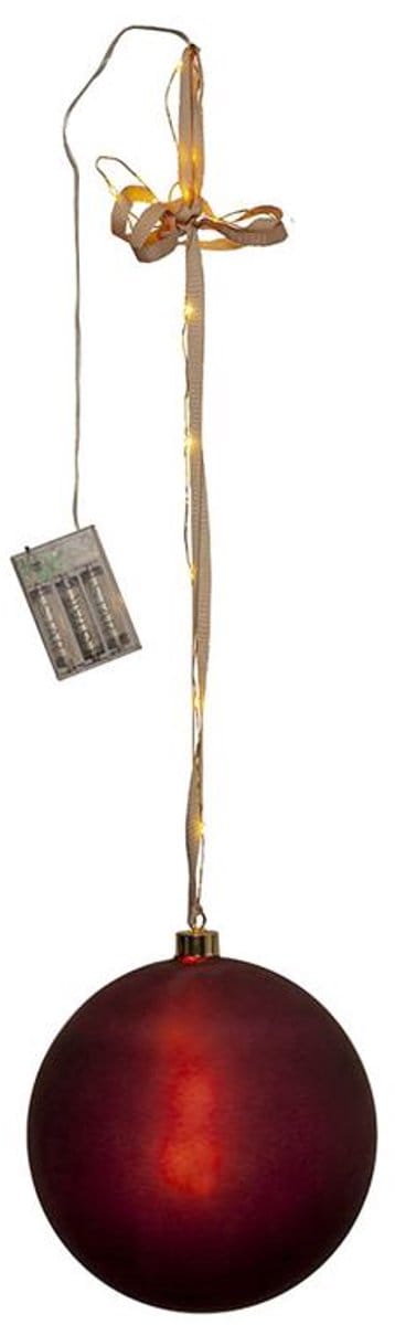 Star Trading Batterijgevoede kerstlamp 'Bliss' met kerstbal, 20 dauwdruppel-LED's, timer, rood, Ø 20 cm