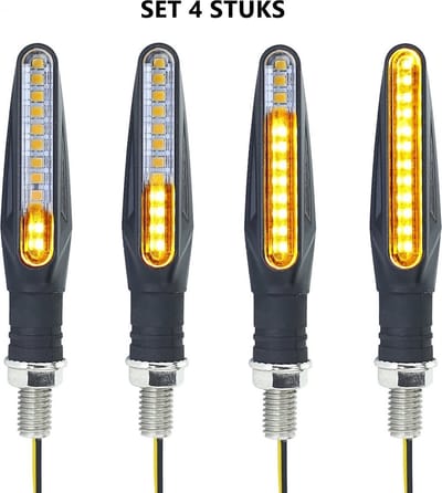 LED Motor Richtingaanwijzers - Universeel Buigbaar Dynamische Knipperlichten Ingebouwd relais IP68 - 4 stuks