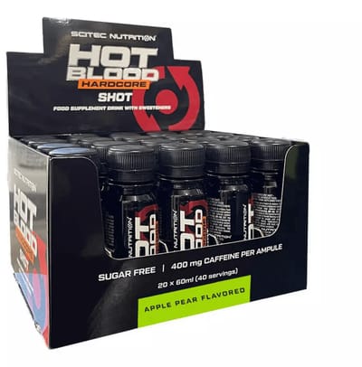 Scitec Nutrition® - Hot Blood Hardcore Shot (20 x 60 ml - Apple/Pear) - Appel/Peer - 20 doseringen - pre workout shot - vloeistof - pre-workout