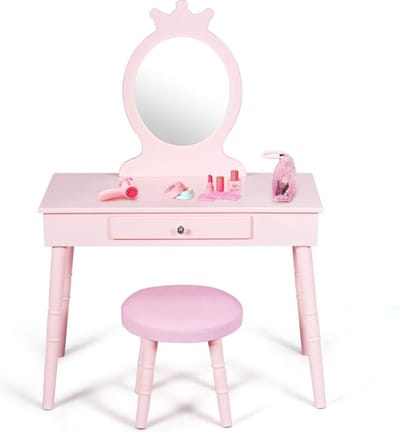MKSS® Make up Tafel voor Meisjes - Kaptafel - Make up Tafel met Spiegel - Roze
