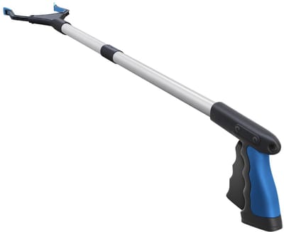 Verbeterde Gripper Reach Tool, brede bekken, opvouwbaar, stalen kabel met 96 grijppunten voor een veilige grip, 32 inch met magneet
