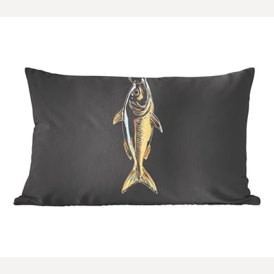 Sierkussens - Kussentjes Woonkamer - 60x40 cm - Goud - Vis - Haak - Zwart