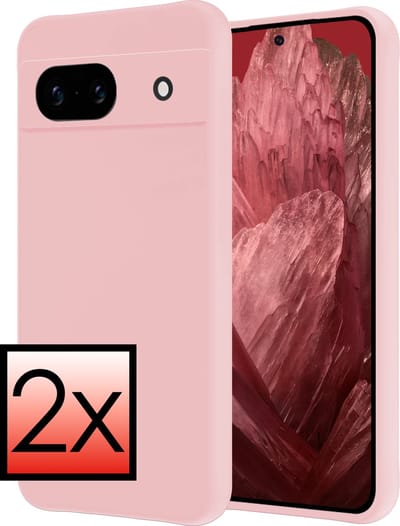 Hoesje - 2 Stuks - Geschikt voor Google Pixel 8a - Sterk & Shockproof - Case Siliconen - Back Cover - Telefoon Hoes - Lichtroze