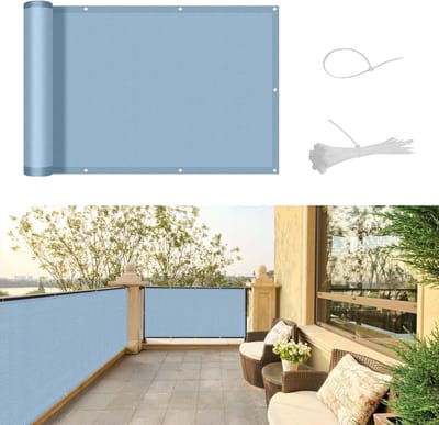 Balkonscherm Waterdicht - Privacy Scherm - Buiten Leven - UV Bescherming - 90x300cm - Grijsblauw