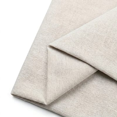 Witte effen linnen stof lap 150 x 50 cm borduur stof voorgesneden textiel stof voor dames en heren natuurlijke uitstraling geweven structuur hobby naaien borduren