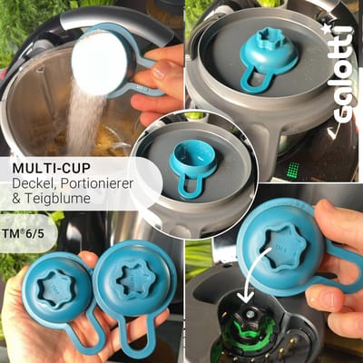 Multitools voor Thermomix TM6 en TM5 - Trechter, Mengruimteverkleiner, Stoomschoorsteen, Spatscherm, Deegbloem, Deksel, Portier en Koekjesvormer - Alles in Één