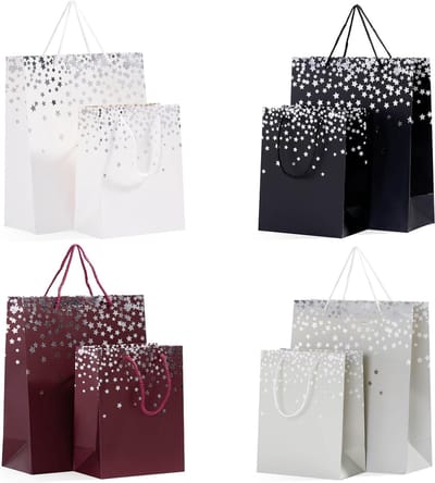 Kleurige cadeauzakken voor kerst en feesten - 8 stuks met lint handvatten - diverse maten en kleuren - perfect voor verjaardagen en speciale gelegenheden - 18cm x 23cm & 32cm x 26cm