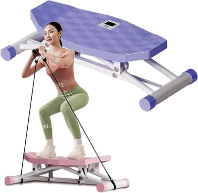 Bewegingstrainer Balansboard - Ski simulator - Thuis trainen - Met weerstandsbanden - 68 cm lengte - Paars