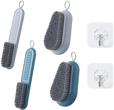 Dailygoods- Nagelborstel Multifunctioneel - Wasborstel Kunststof - Schoenpoetsborstel - Haken Roestvrij Staal - 2 Stuks - Duurzaam Materiaal - Schoenborstel