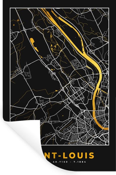 Muurstickers - Sticker Folie - Stadskaart - Frankrijk - Plattegrond - kaart - Saint-Louis - 20x30 cm - Plakfolie - Muurstickers Kinderkamer - Zelfklevend Behang - Zelfklevend behangpapier - Stickerfolie