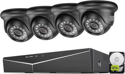 Beveiligingscamerasysteem - CCTV-systeem DVR Kit - Huisbewaking - IP66 Waterdicht - 4 Camera's - Wit