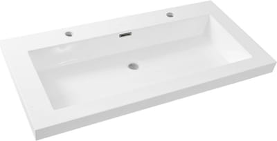 Wiesbaden Vision wastafel enkel met 2 kraangaten 100x46x5,5 kunstmarmer glans wit