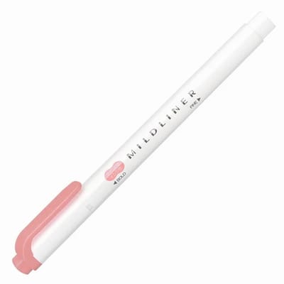 Zebra Mildliner Double-Sided Highlighter - Fine / Bold – Mild Smoke Red / WKT7-MSR - New Color