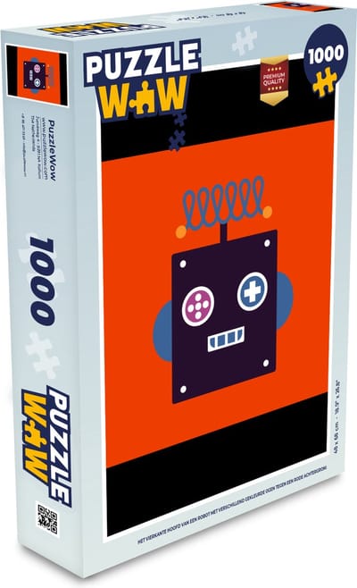 Puzzel Robot - Rood - Gezicht - Vormen - Jongens - Kids - Legpuzzel - Puzzel 1000 stukjes volwassenen