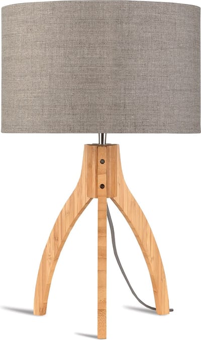 GOOD&MOJO Tafellamp Annapurna - Taupe/Bamboe - Ø36cm - Scandinavisch,Bohemian
