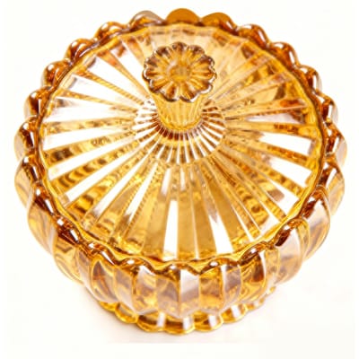 Bocal à bonbons en cristal avec couvercle Ambre Exquis Plat à bonbons couvert en verre pour biscuits Bijoux Snack Rangement Bande ambrée Court