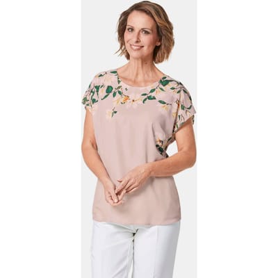 Luchtige blouse van chiffon met een bloemenprint - oudroze / gebloemd - Gr. 38 van Goldner Fashion